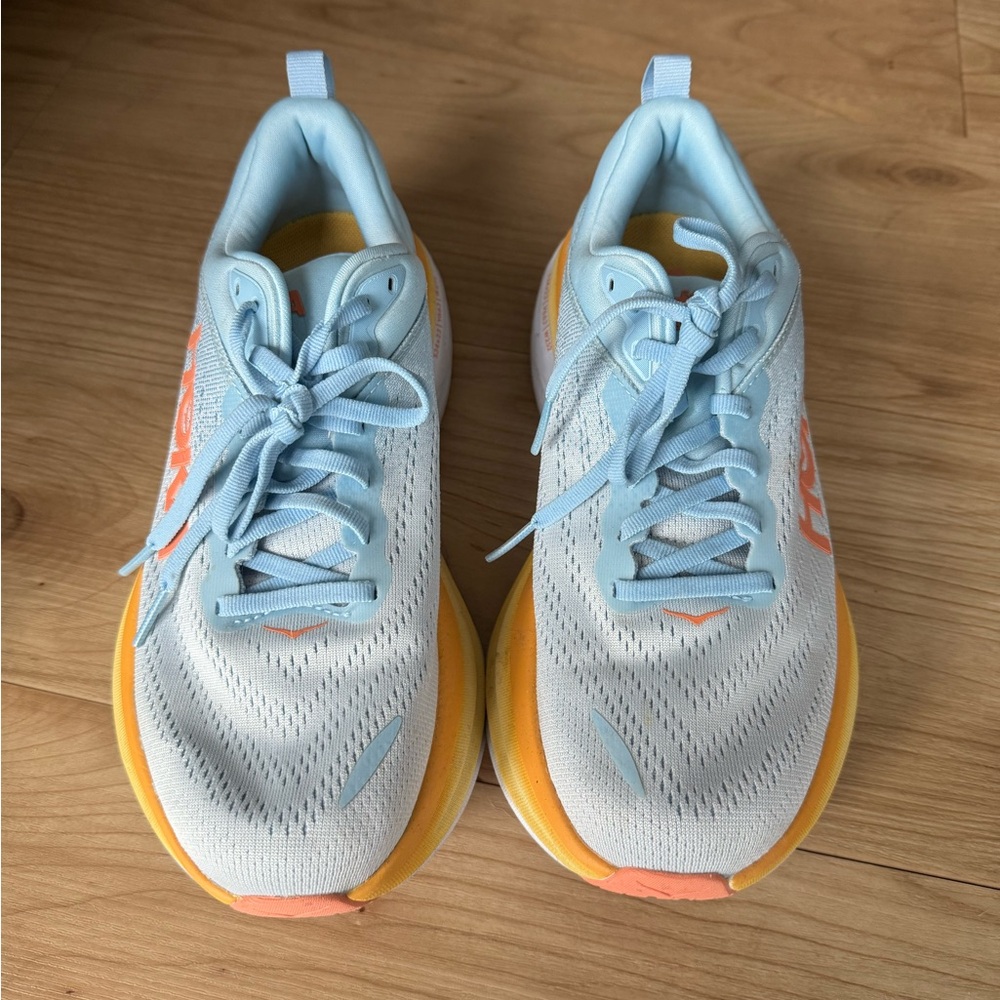Hoka Women's Light Blue and Yellow Running Shoes